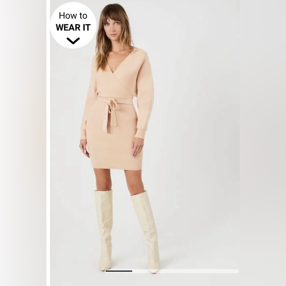 Forever 21 Surplice Long Sleeve Sweater Dress
